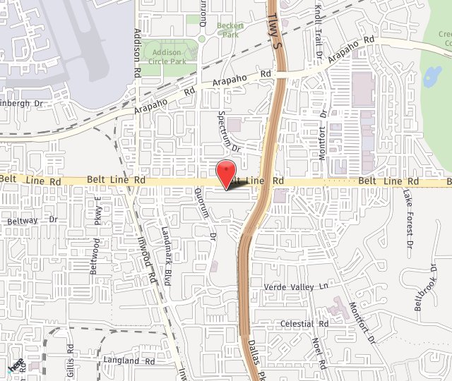 Location Map: 5000 Belt Line Rd. Dallas, TX 75254